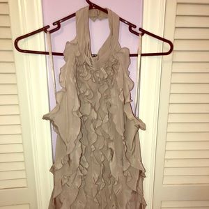 💫Stunning, Silver BCBG halter with ruffles 💫